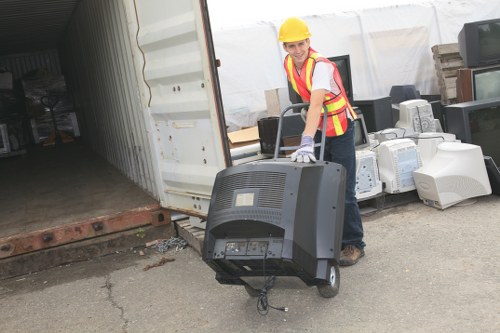 Spill kit and safety signage at a waste transfer location